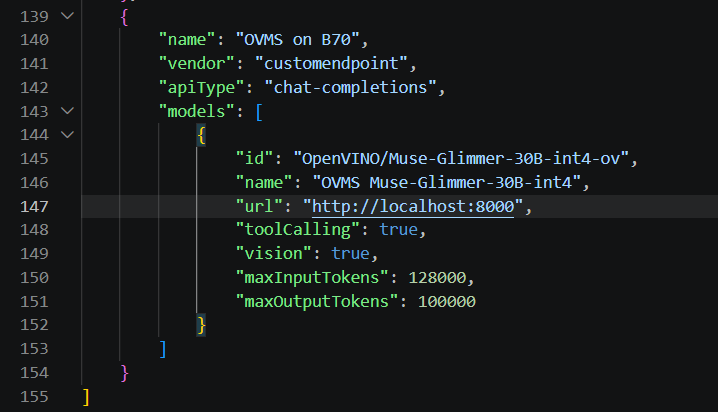 Fill in model name, id and url