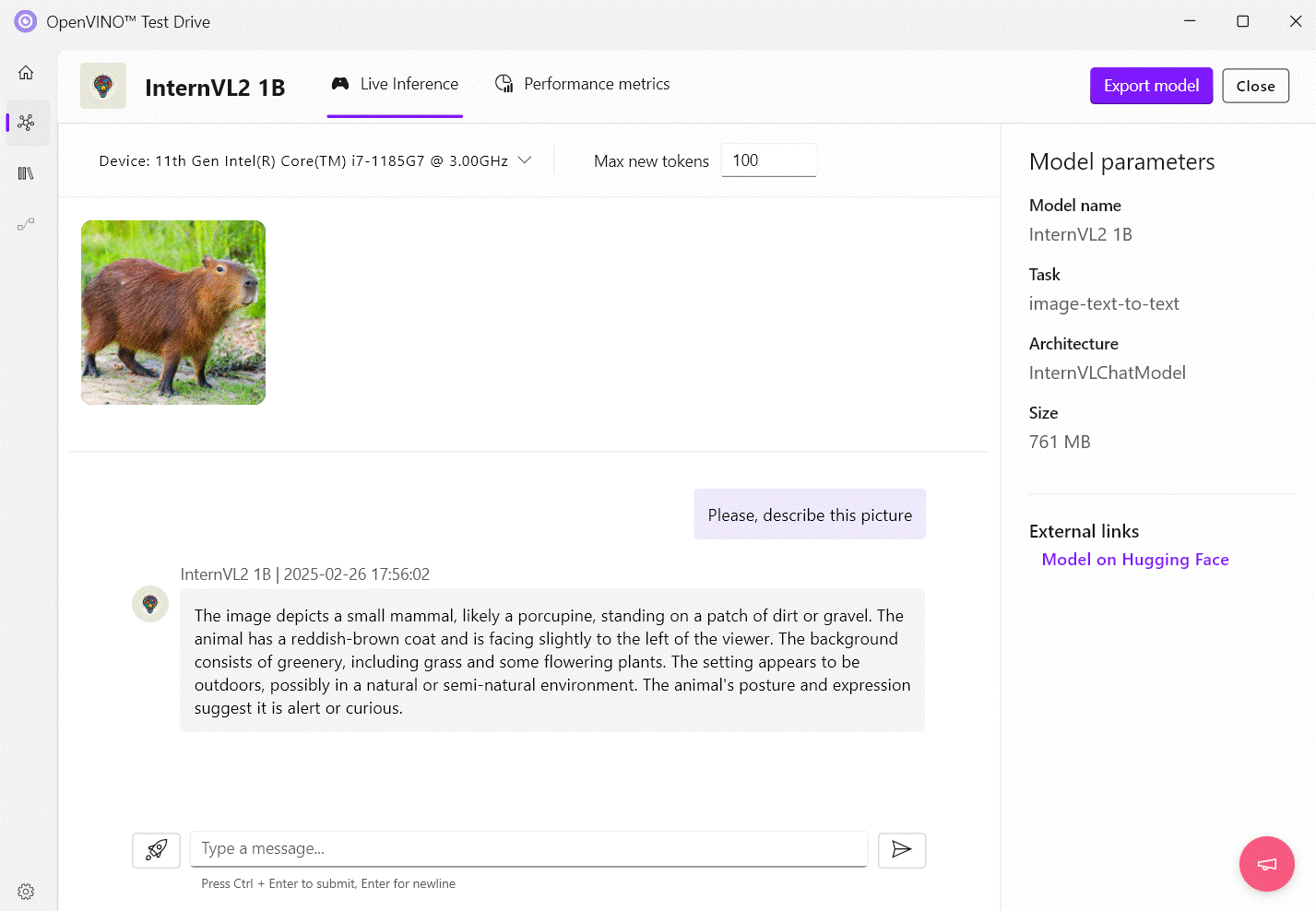 importing a visual language model for image analysis