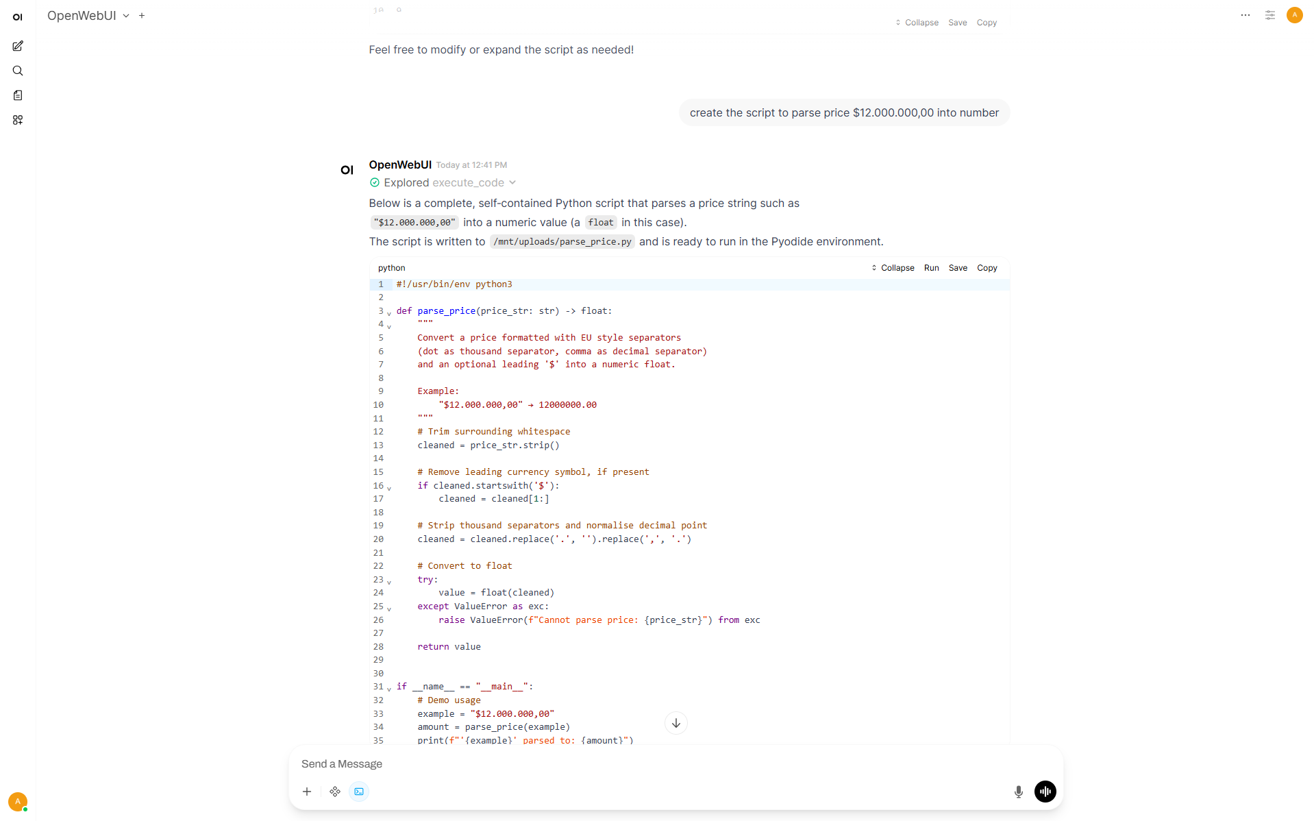 code execution