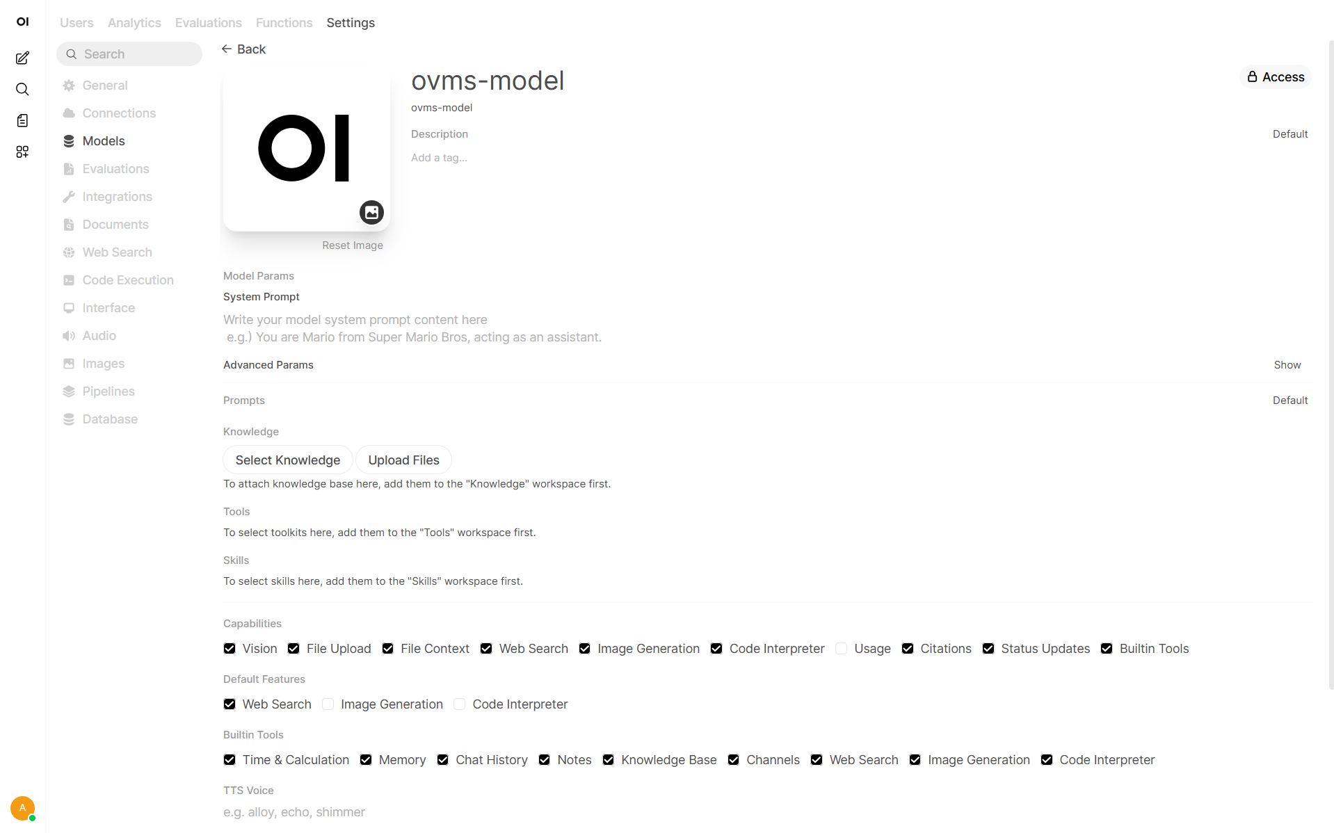 web search model configuration